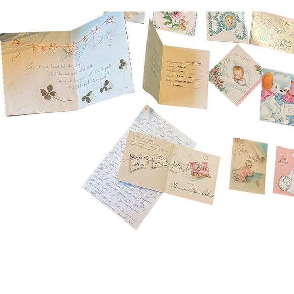 VTG Hallmark Baby Announcement Retro Card Stork Boy Girl Just Arrived USED - Picture 7 of 7